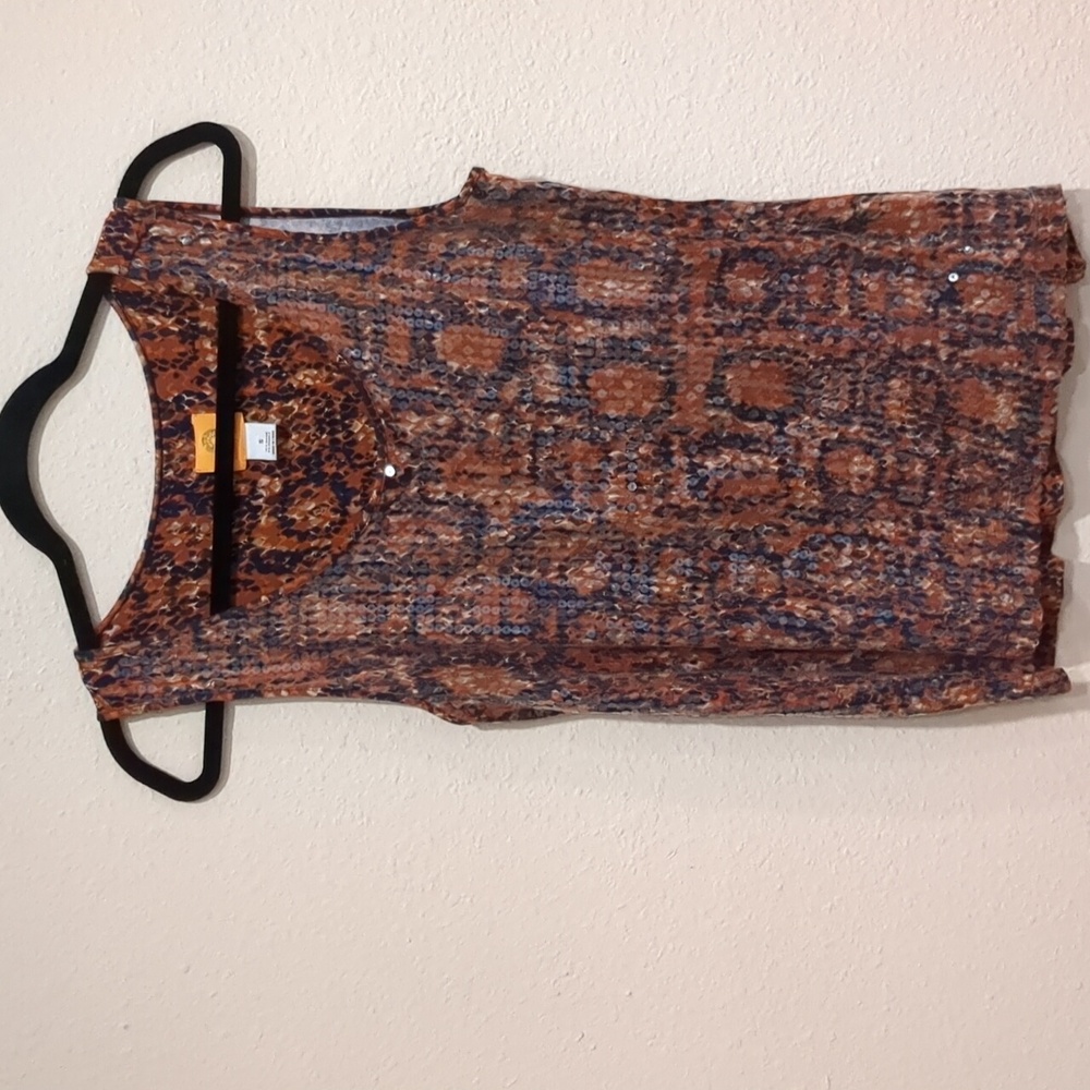 Ruby Rd. Sequined Snakeskin Print Tank Top Camisole Size Small